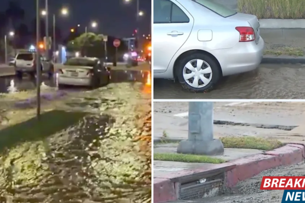 Another pipe break sends water rushing through Los Angeles street