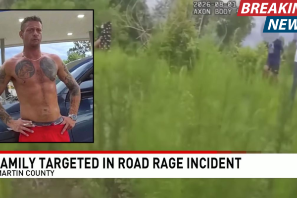 Florida driver uses PIT maneuver on family heading home from road trip, sending their car into barbed-wire fence and forcing them to run into the brush to escape, police say